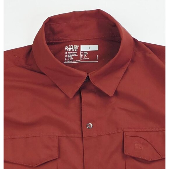 5.11 Tactical Size Large Rust Color Mens Short Sleeve Sleeve Pockets Logo Shirt - Picture 4 of 11